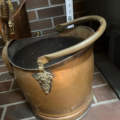 Lot of 3 Antique Copper and Brass Coal Scuttle Buckets with Handles