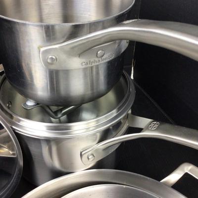 1520 Like New 10pc CALPHALON Signature Stainless Cookware Set