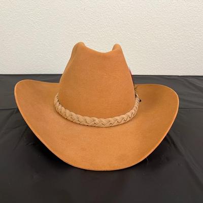 Vintage John B. Stetson 4X Beaver XXXX Stetson Tan Brown Hat with Feathers