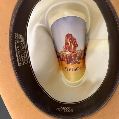 Vintage John B. Stetson 4X Beaver XXXX Stetson Tan Brown Hat with Feathers