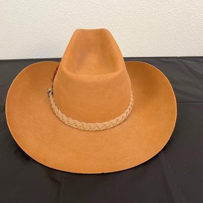 Vintage John B. Stetson 4X Beaver XXXX Stetson Tan Brown Hat with Feathers