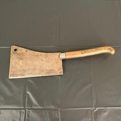 Large Vintage Genuine Warranted 10 Butchers Meat Cleaver Knife