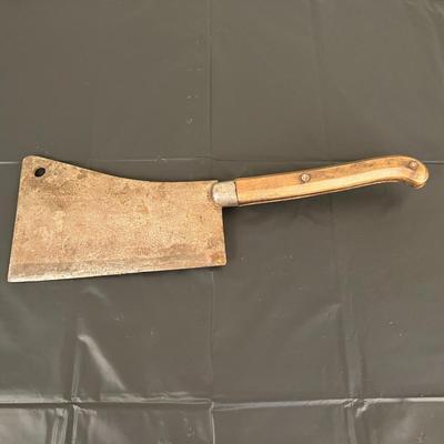 Large Vintage Genuine Warranted 10 Butchers Meat Cleaver Knife