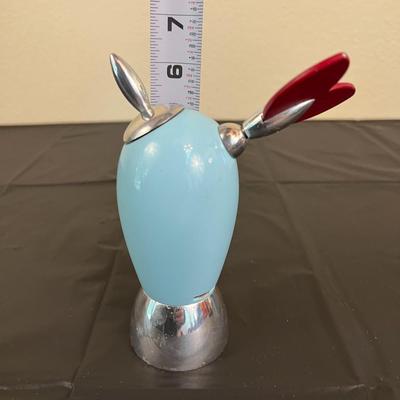Vintage Mid Century Modern Design J. Mankiewicz Ad Hoc Blue Red Silver Pepper Mill