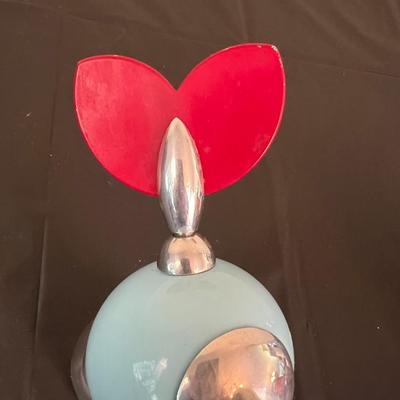 Vintage Mid Century Modern Design J. Mankiewicz Ad Hoc Blue Red Silver Pepper Mill