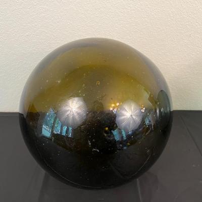 Lot of 2 Vintage Hand Blown Glass Fishing Buoy Balls Green and Blue