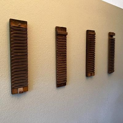 Lot of 4 Vintage Wood Cigar Rolling Mold Boards