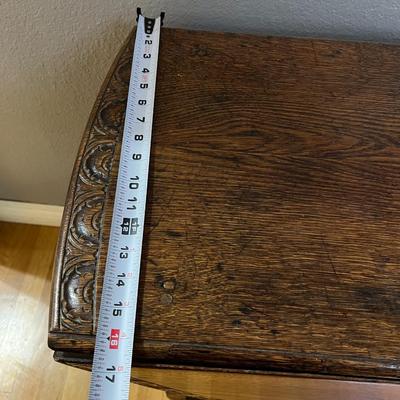 Antique Expandable Collapsible Carved Wood Oval Table