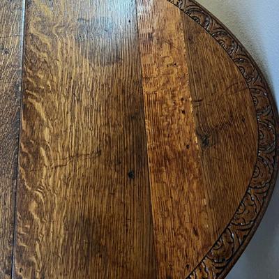 Antique Expandable Collapsible Carved Wood Oval Table