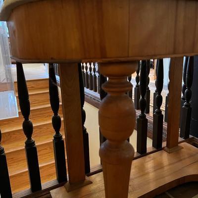 Vintage White Marble Top Wood Accent Table