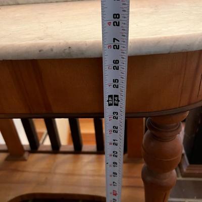Vintage White Marble Top Wood Accent Table