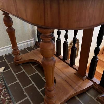Vintage White Marble Top Wood Accent Table