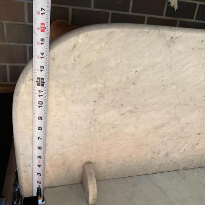 Vintage White Marble Top Wood Accent Table
