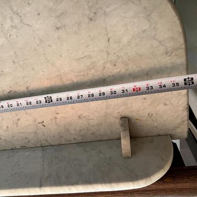 Vintage White Marble Top Wood Accent Table