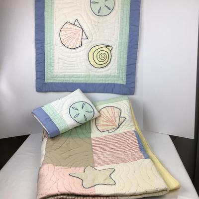 1524 Shell Themed Quilt Bedding with Shams
