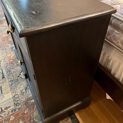 Pair of Black Wood Side Tables with Gold Tone Handles
