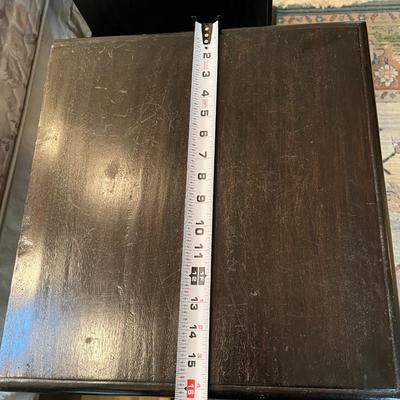 Pair of Black Wood Side Tables with Gold Tone Handles