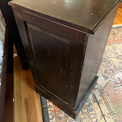 Pair of Black Wood Side Tables with Gold Tone Handles