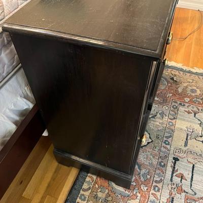 Pair of Black Wood Side Tables with Gold Tone Handles