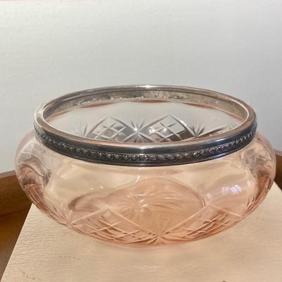 Three Piece Siver Overlaid Amber Glass Suite