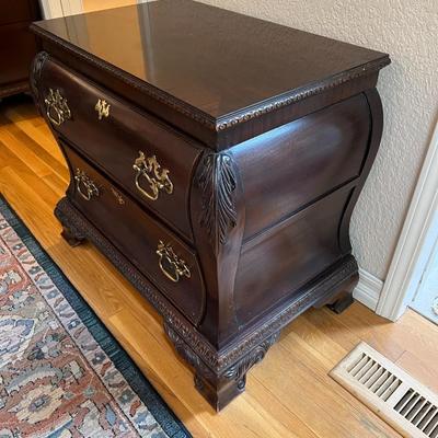 Pair of 2 Century Dark Wood Side Tables with Brass Bronze Tone Handles