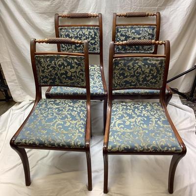 1420 Set of 4 Vintage Mahogany  Upholstered Chairs