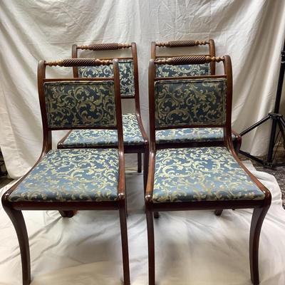 1420 Set of 4 Vintage Mahogany  Upholstered Chairs