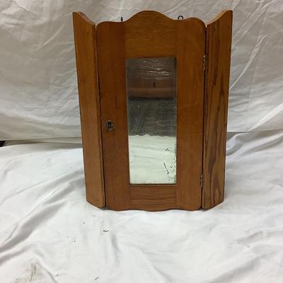 1423 Antique Pine Mirrored Corner Wall Cabinet