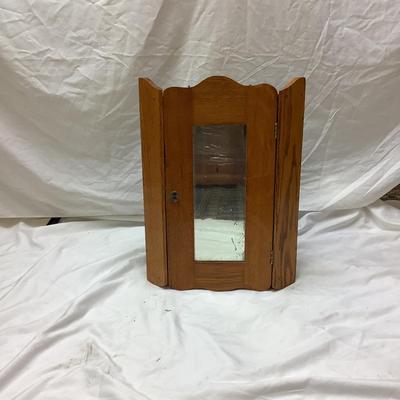 1423 Antique Pine Mirrored Corner Wall Cabinet