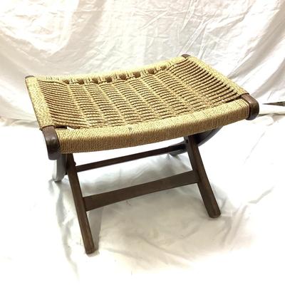 1441 Mid Century Rope Folding Ottoman