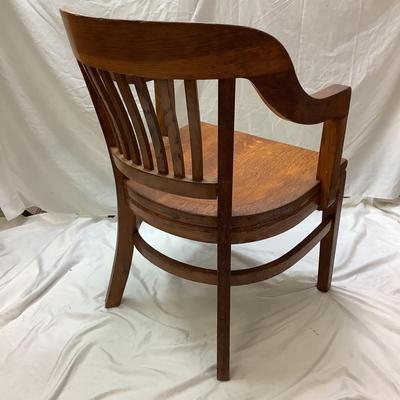 1443 Mid Century Oak Office Gun Locke Chair