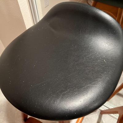 Lot of 4 Mid Century Modern O.D. Mobler Denmark Black Leather and Wood Bar Stools