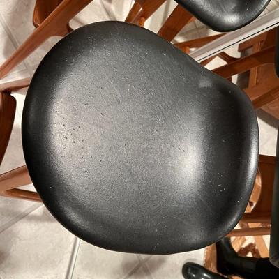 Lot of 4 Mid Century Modern O.D. Mobler Denmark Black Leather and Wood Bar Stools