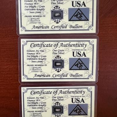 3 .999 Silver Bullion Cards