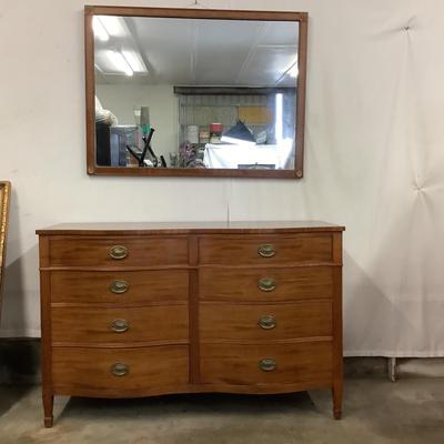 1447 Vintage Kindel Serpentine Mahogany Dresser with Mirror