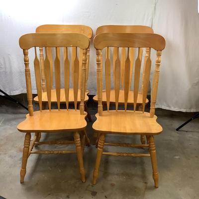1449 Set of Four Light Oak Wooden Dining Room Chairs