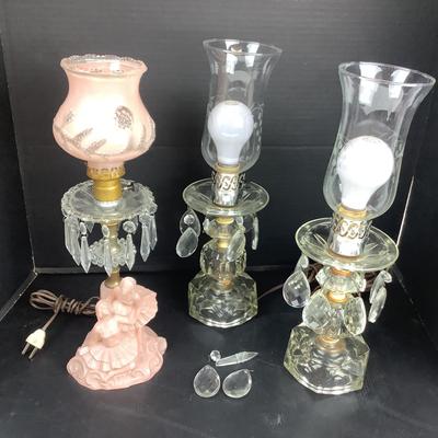 1537 Antique Prism Lamp Lot
