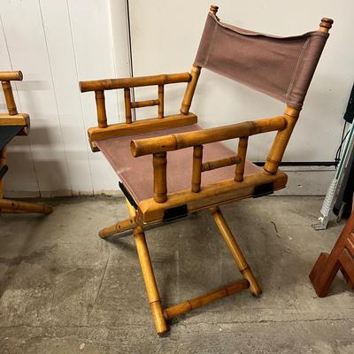 1450 Pair of Mid Century Telescoping Faux Bamboo Director Chairs