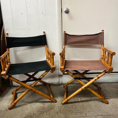 1450 Pair of Mid Century Telescoping Faux Bamboo Director Chairs
