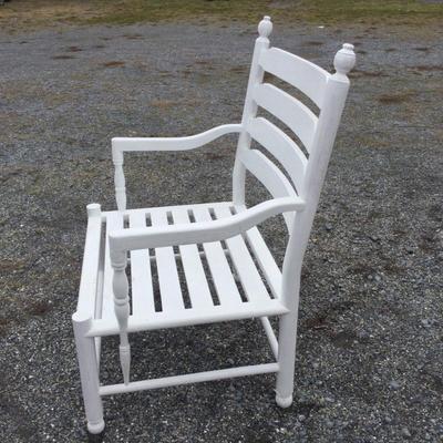 1490 Large White Painted Wooden Chair and Ottoman