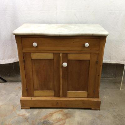 1504 Antique Marble Top Mixed Woods Washstand