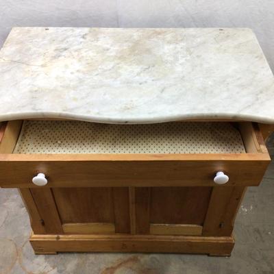 1504 Antique Marble Top Mixed Woods Washstand