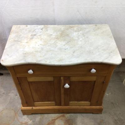 1504 Antique Marble Top Mixed Woods Washstand