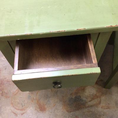 1505 Pair of Green Painted Single Drawer End Tables