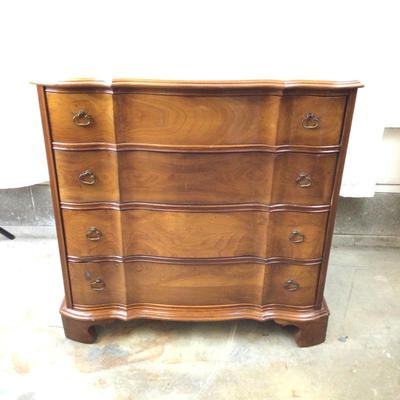 1506 Vintage Solid Cherry Scalloped Front Four Drawer Dresser