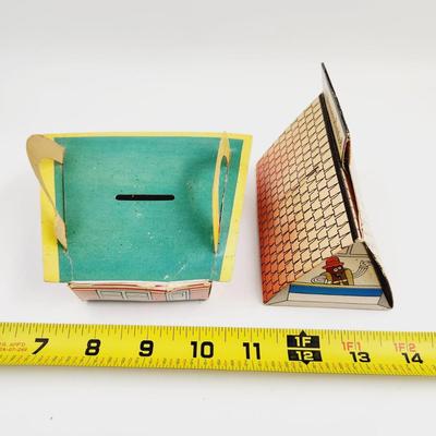 VINTAGE CARDBOARD COLLECTOR BANKS - MCDONALDS & DER WEINERSCHINTZEL