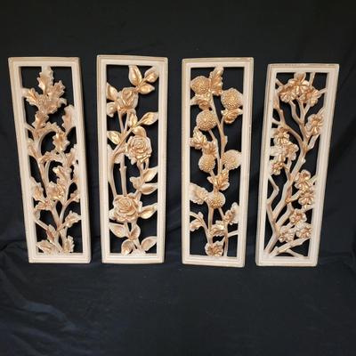 Four Ceramic Floral Wall Hangings (BB-DW)