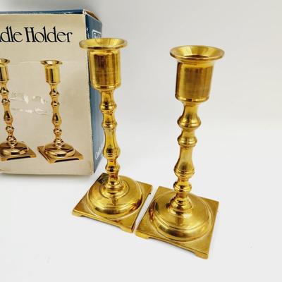 VINTAGE BOXED BRASS CANDLE STICKS