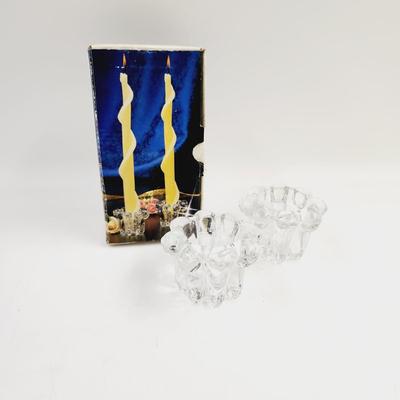 VINTAGE BOXED CRYSTAL CANDLE HOLDERS
