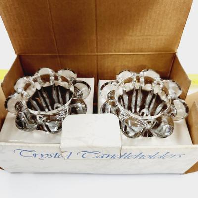VINTAGE BOXED CRYSTAL CANDLE HOLDERS